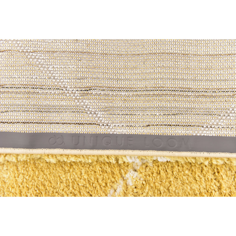 Tapis jaune à motif géométrique arrière, Carré 8 pi