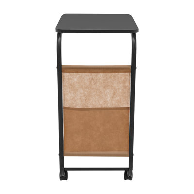 Table d'appoint en forme de C avec roulettes de frein