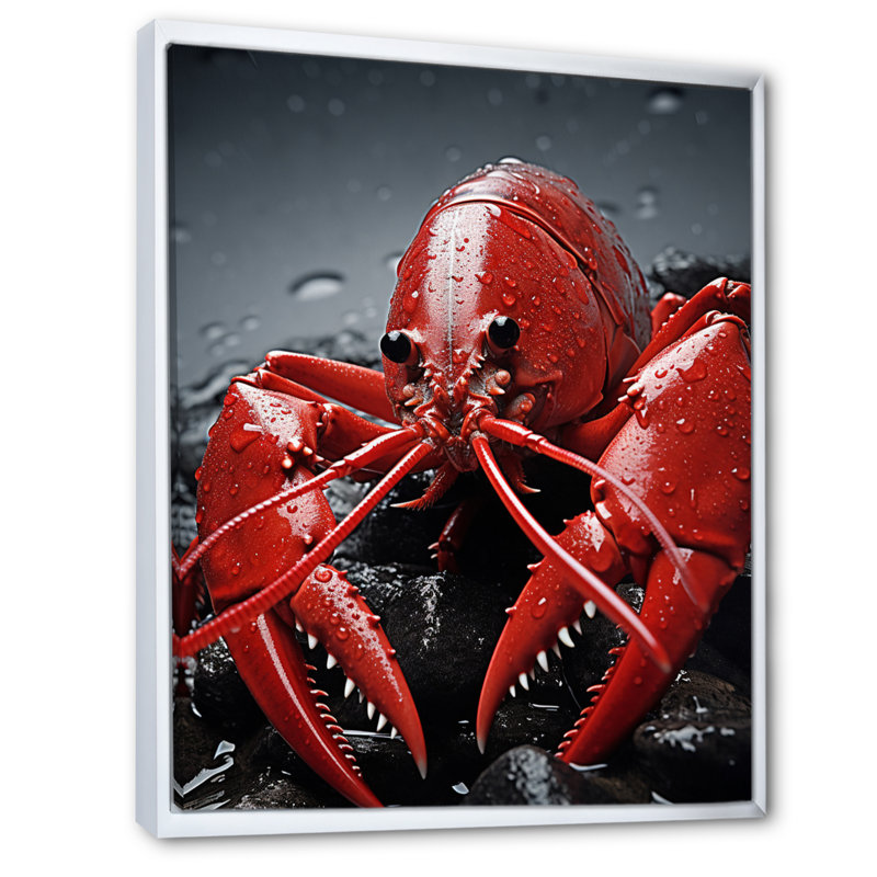 Laurelyn Crayfish Elusive Crayfish sur toile, H 44 po x l 34 po x P 1,5 po, Cadre flottant blanc