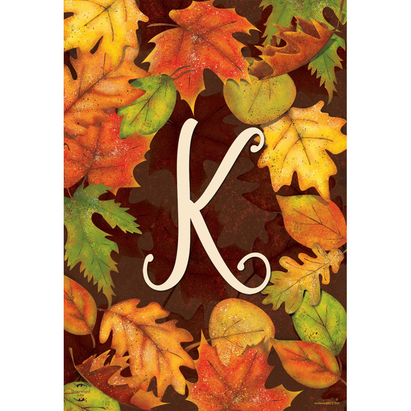 Fall Leaves Monogram Letter K Garden Flag