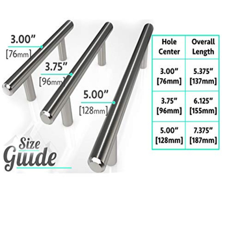 Ensemble de poignées multiples de qualité supérieure en acier inoxydable 3 3/4 po, Nickel satiné