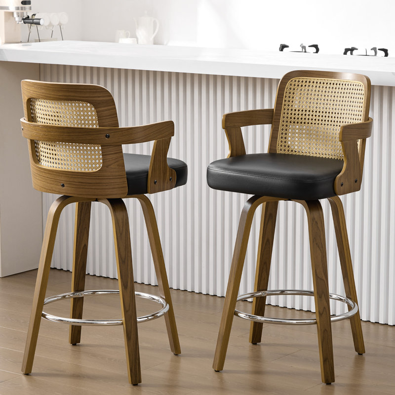 Tabouret de bar et tabouret de bar 26,77 po avec accoudoirs, Noir, 2