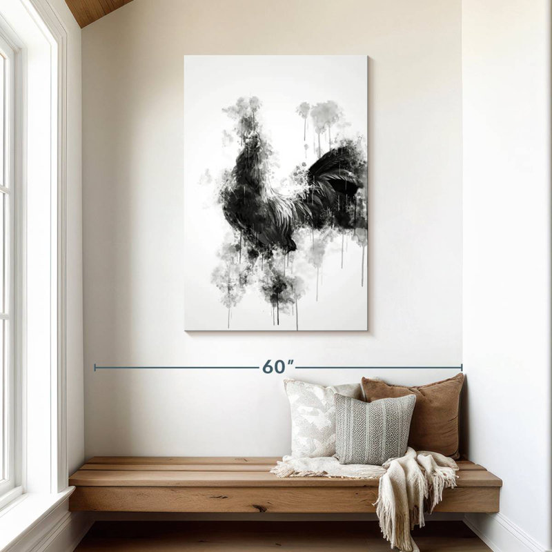 Coq Brampt noir et blanc, H 45 po x l 30 po