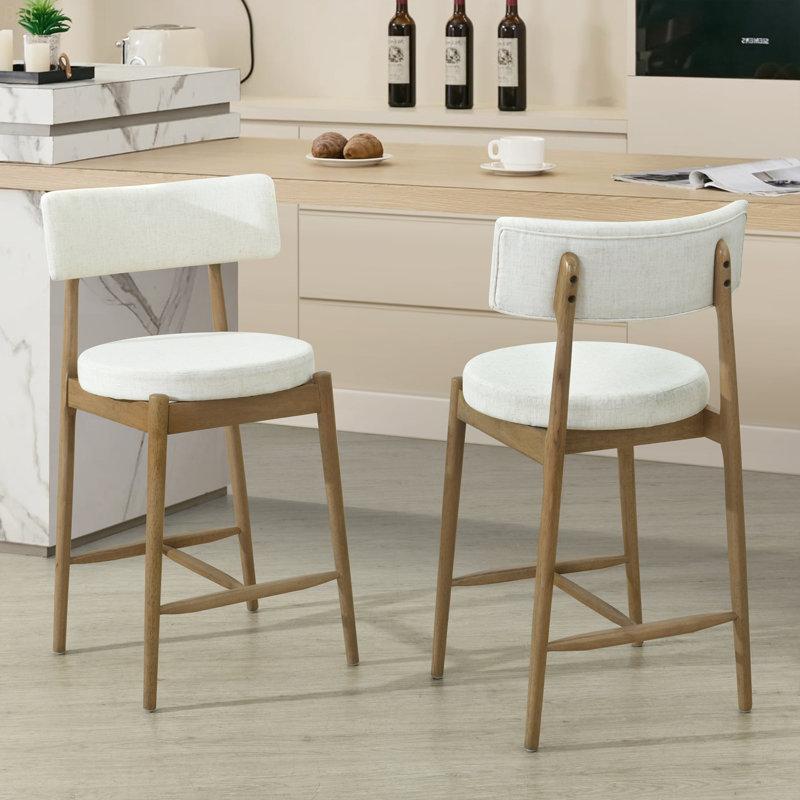 Ensemble de 2 tabourets de comptoir Mid-Century modernes, Noyer