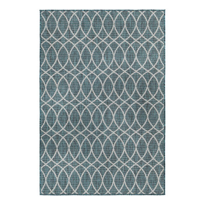 Teal Gitter Indoor/Outdoor Trellis Rug