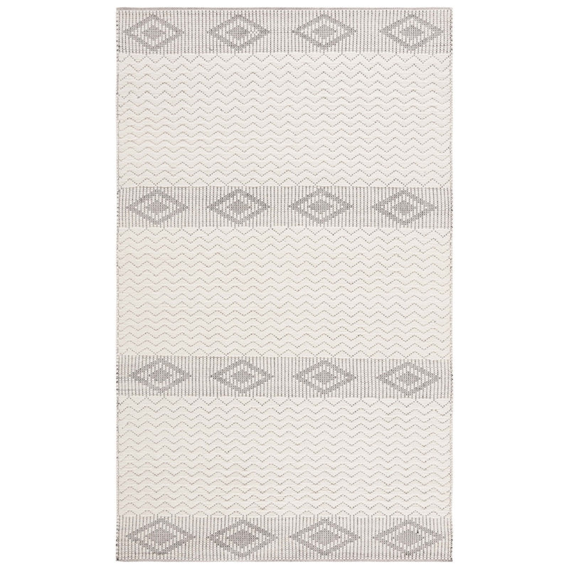 Janequa Hand Woven Wool Geometric Rug, Rectangle 4' x 6'