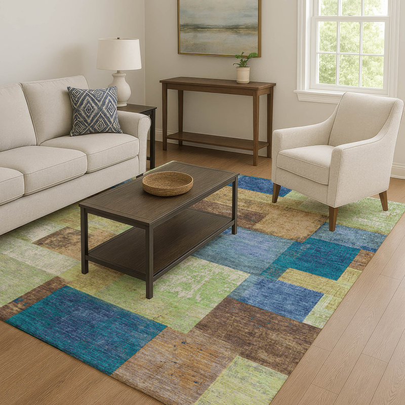 Premium Machine Washable Pinkston Geometric Rug, Rectangle 10' x 14'