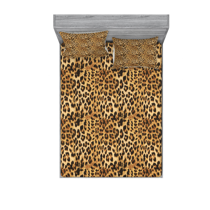 Microfiber Animal Print Sheet Set, Queen Sheet Set with 2 Pillowcases