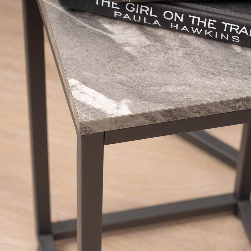 Scottdale Nesting Side Table For Living Room, Metal Plant Stand with MDF Top, Nest of End Table