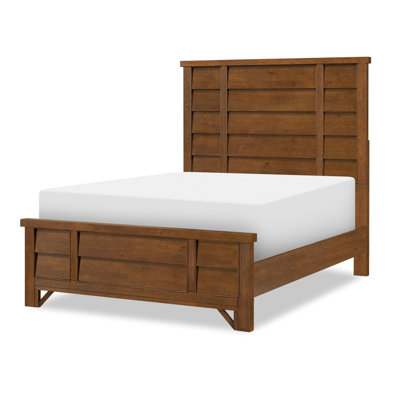 Lake House Complete Queen Horizontal Slat Panel Bed Select Hardwoods Rustic Birch Veneer Pinecone Finish Country Style