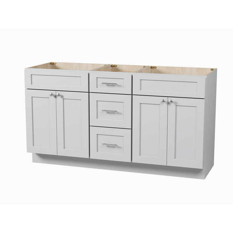 Meuble-lavabo double de 63 po avec base de tiroir Disar, Gris