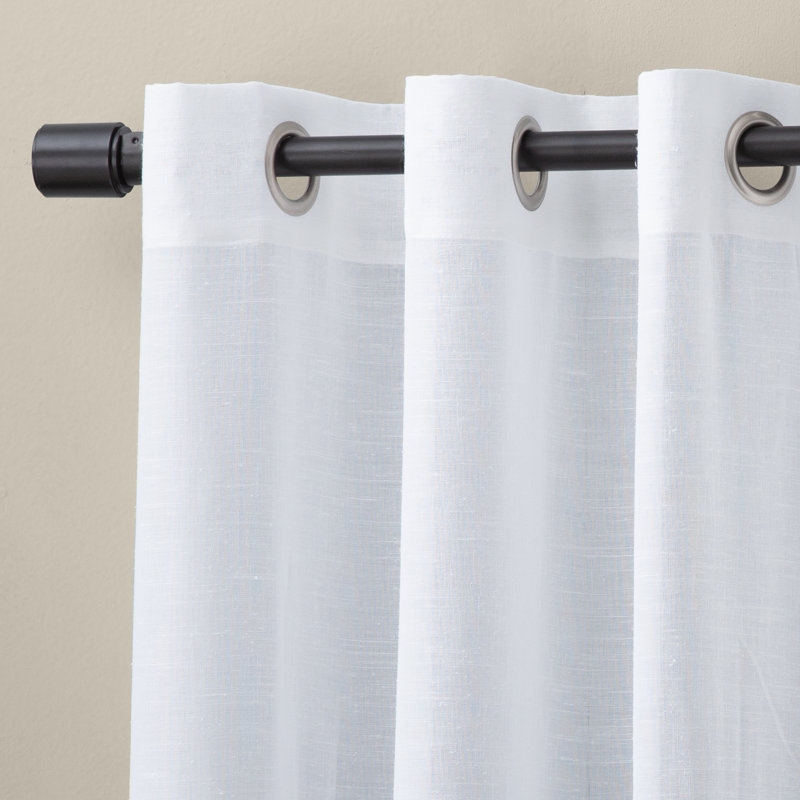 Panneau de rideau semi-diaphane avec œillets Akari, Blanc, L 52 po x L 84 po
