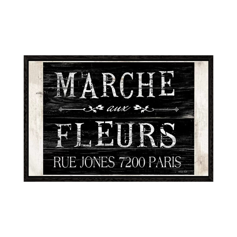Fleurs Sign II by Cindy Jacobs - Print on Canvas, 45.72cm H x 66.04cm W x 3.81cm D, Black Framed Canvas
