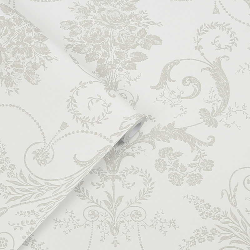 Rouleau de papier peint Laura Ashley Josette, Gris colombe / blanc