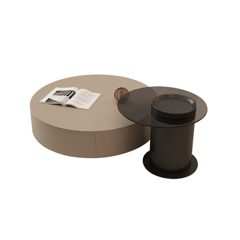 Modern Light Luxury Round Tea Table Combo, 16.54"H x 59.05" W x 35.43" D