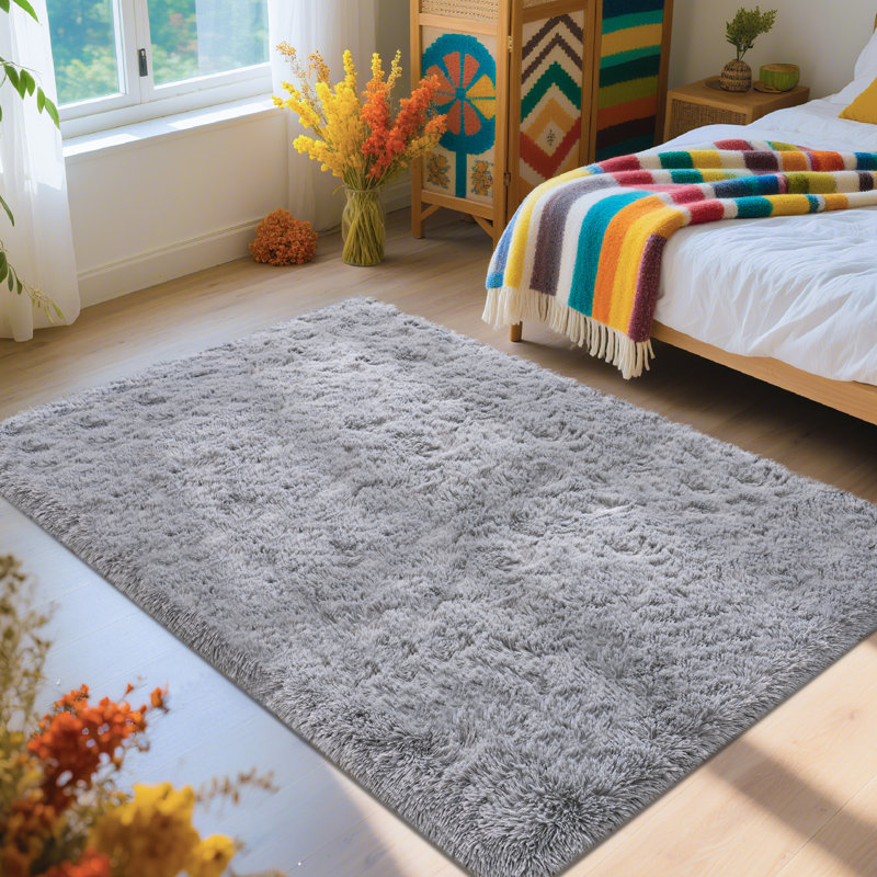 Grey Performance Rug, 4x6 Rug, Living Room Rugs， Modern Rug for Bedroom, Grey Rug with 4 Stickers, Upgrade Non Slip Carpet, Ideal For High Traffic Areas Indoor, Gift For Halloween, Christmas, Thanksgiving, Graduation Season