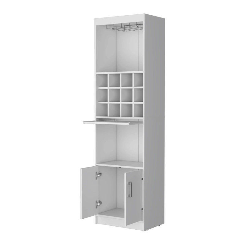 Bar blanc avec rangement pour bouteilles de vin, Blanc