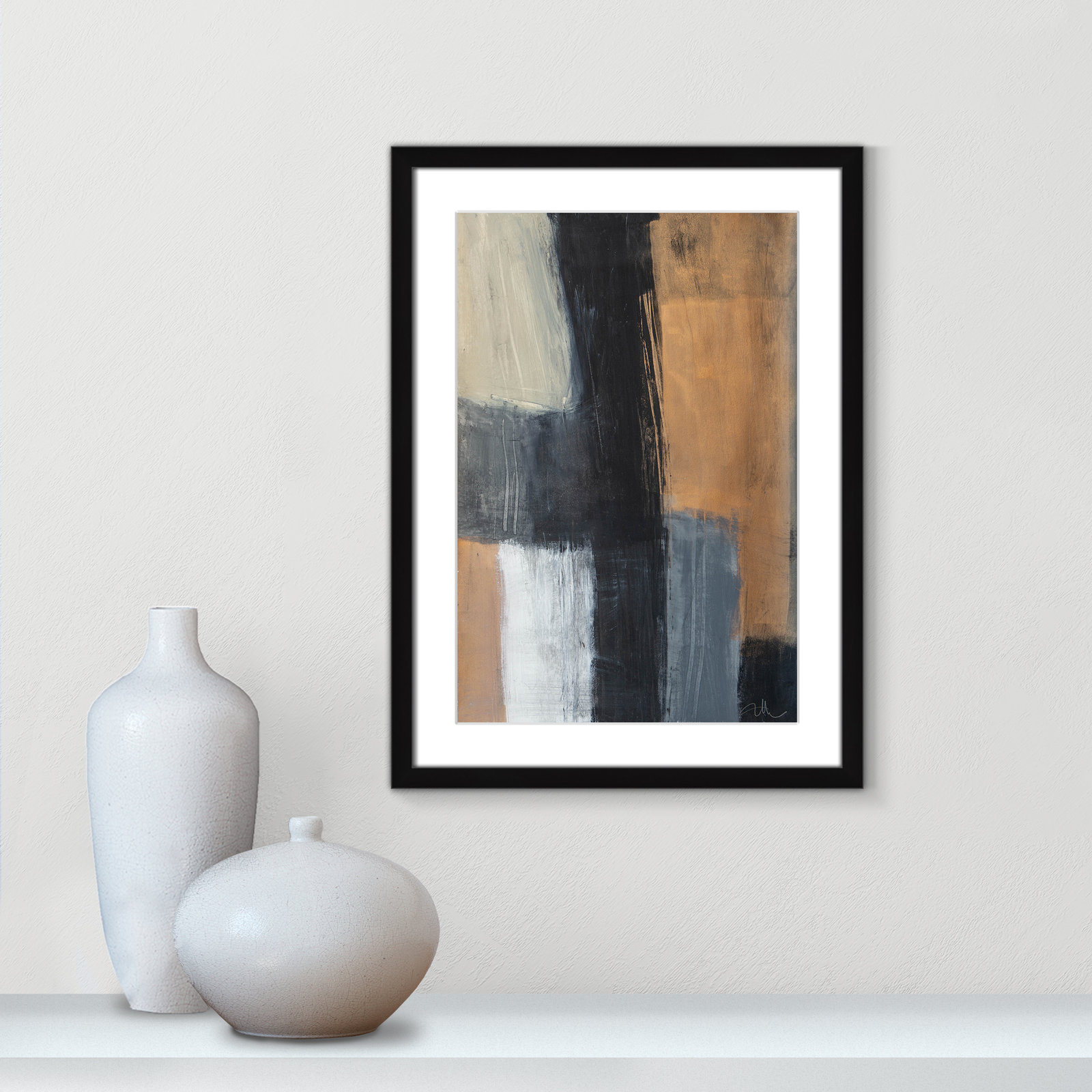 Metallic Slate II Print, 23" H x 17" W x 1.25" D, Black Matted Picture Framed