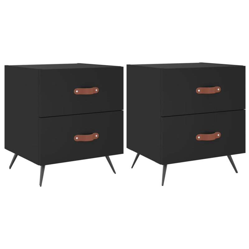 Hilaire 40 cm W Iron Bedside Table, Black, Set of 2