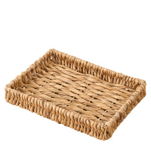 Isidore Water Hyacinth Woven Rectangular Kitchen and Serving Trays (Set of 2) - 13.7" x 9.8" x 1.9"