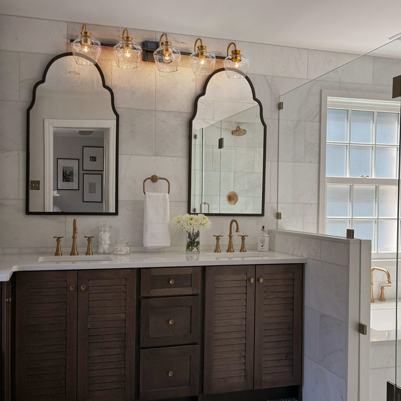 Éclairage pour meuble-lavabo à intensité variable Montalto, Noir mat / Or, 5 lumières