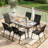 Patio Dining Set For 6, Outdoor Table And Chairs W/1.69?Umbrella Hole, All Weather Patio Furniture Set, 30"X 55" Table And Stackable PVC-coated polyester Chair, For Lawn, Deck (Umbrella Not Included)-1886006100-1896789700