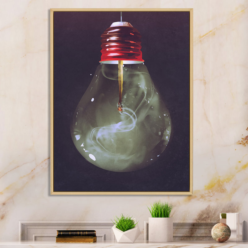 «Video Game Light Bulb Fusion» - Art mural moderne et contemporain sur toile, H 12 po x l 8 po x P 1 po
