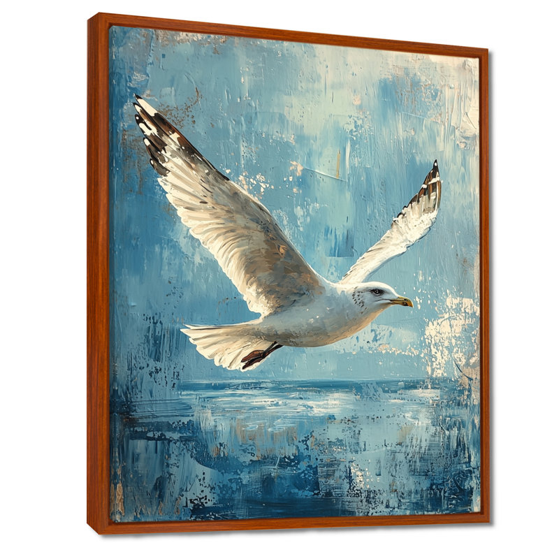 Décoration murale azed goéland dans la brise I - oiseau, Brun, Impression encadrée flottante, H 32 po x l 16 po