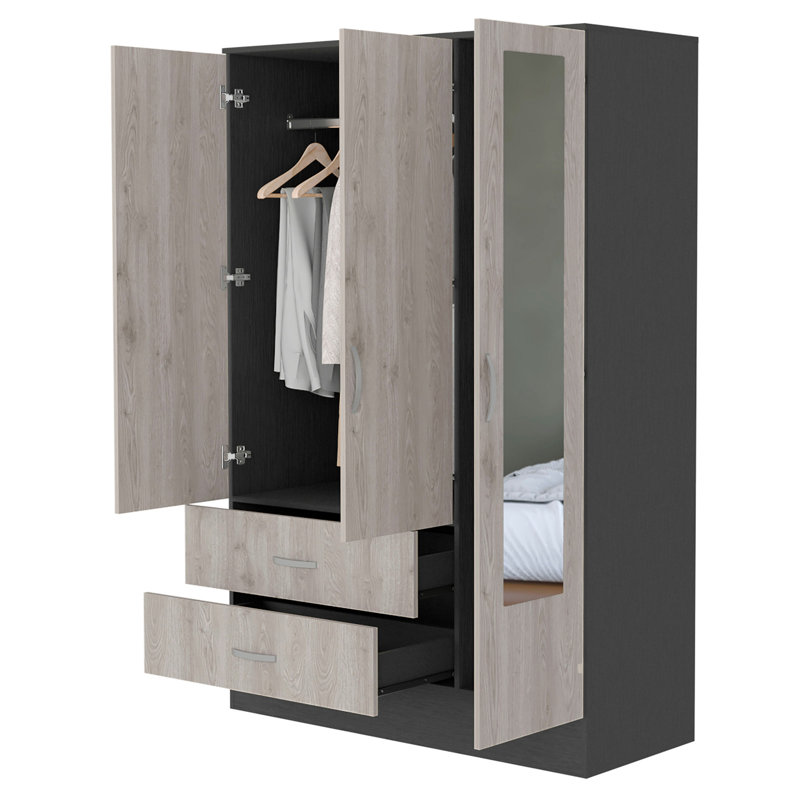 Petite armoire 2 tiroirs avec porte miroir Black Rock