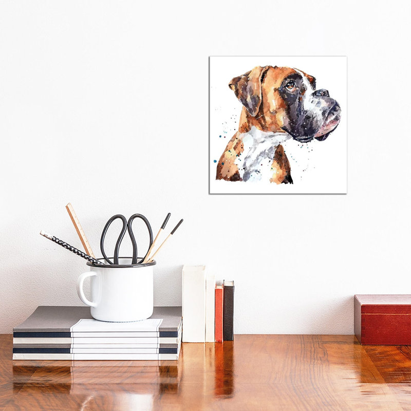 « German boxer » par Edwatercolours-impression, Pas de tapis, Toile tendue, H 12 po x l 12 po x P 0,75 po