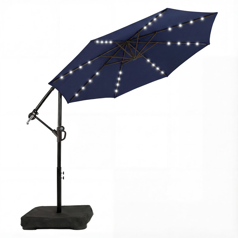 Parasol d'extérieur en porte-à-faux à DEL 10 pi, Marine