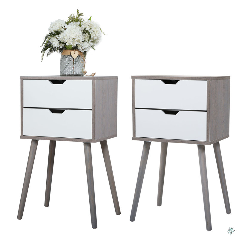 Ensemble de 2 tables de chevet avec rangement à deux tiroirs