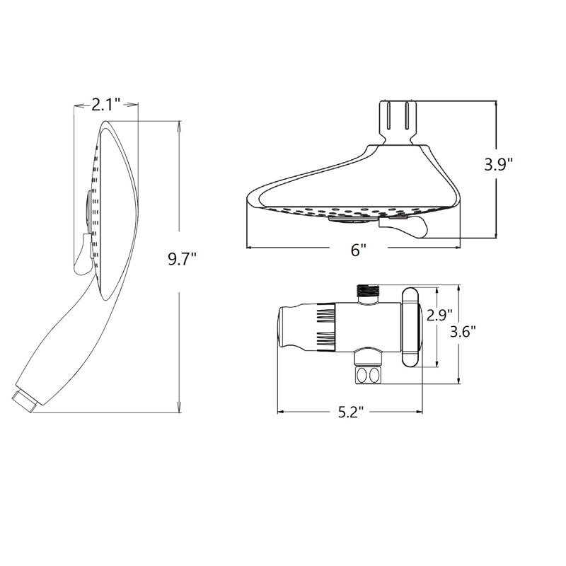 Ana Bath Anti Clog High Pressure 6-Inch Multi Function Dual Shower Head with 8-Ft Shower Hose, Chrome