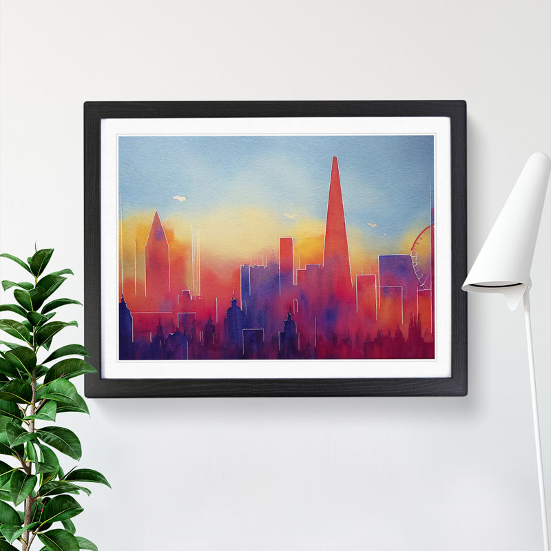 London Skyline Vol.3 Abstract - Single Picture Frame Print, 25cm H x 34cm W x 2cm D, Black Framed