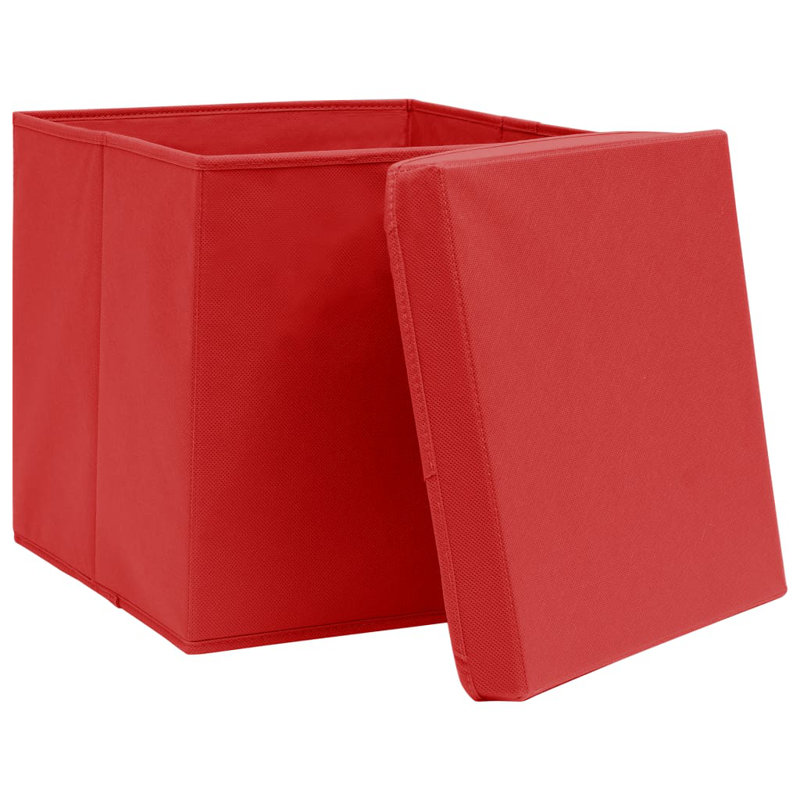 Storage Boxes with Lids Fabric, Red, 32cm H x 32cm W x 32cm D