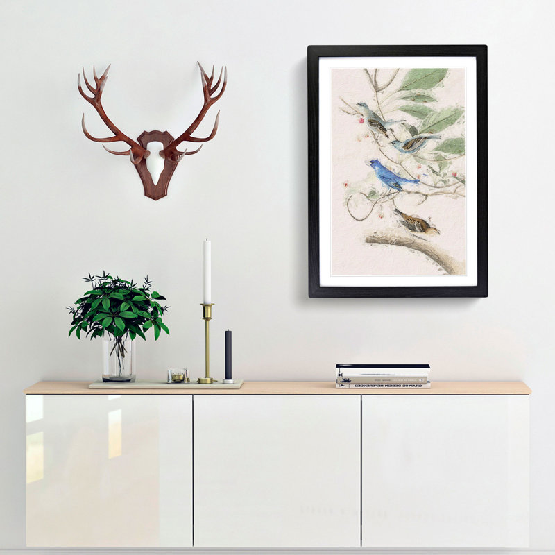 Indigo Birds by John Audubon - Framed Print, Black Framed, 36cm H x 27cm W x 2cm D