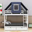 Lit superposé simple en bois avec tente et tiroirs Wetzler Kids-2068367241-2068367240