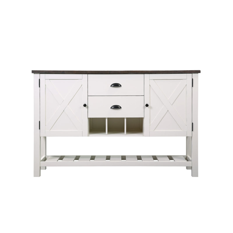 Brown And White 2-Drawer Server