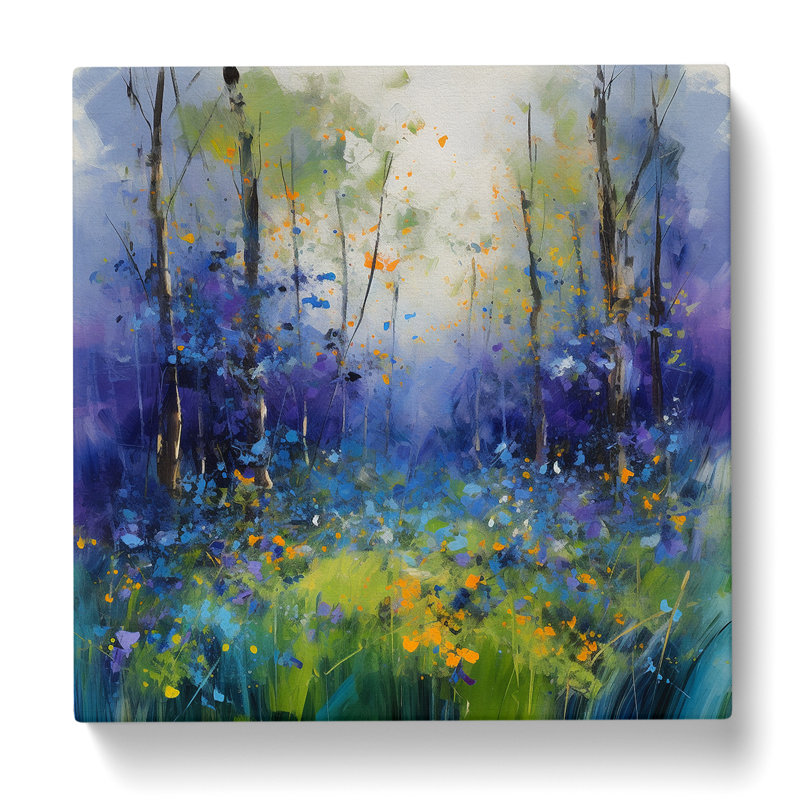 Bluebell Field Gestural Art No.5 - No Frame Print, 50cm H x 50cm W x 3cm D
