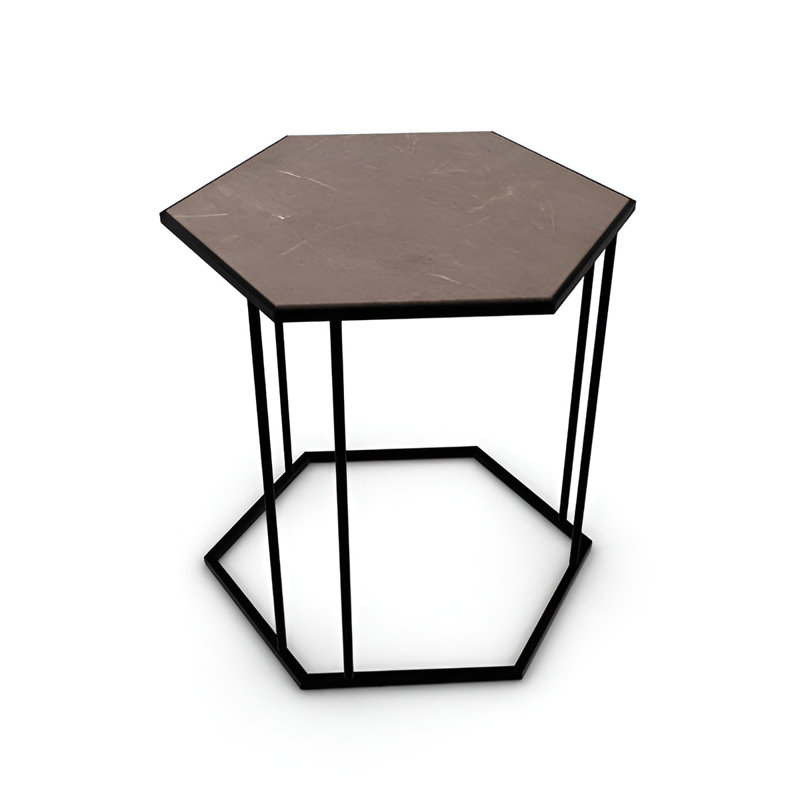 Renee Hexagonal End Table with Metal Frame