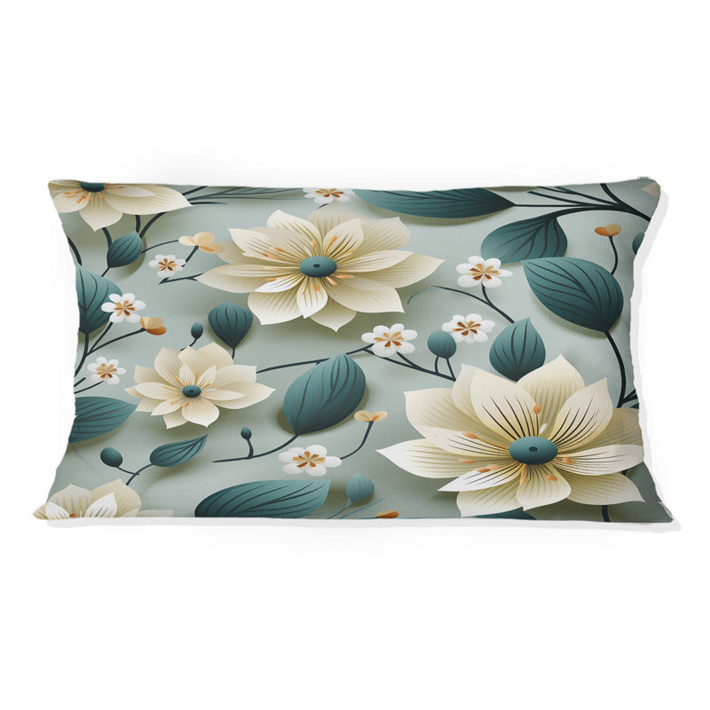 Motif floral bleu sarcelle et ivoire - motif floral imprimé