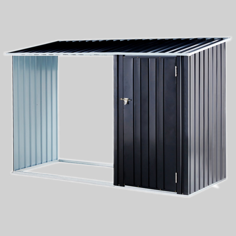 Metal Horizontal Storage Shed,Outdoor Firewood Rack with Log Holder, Firewood Shelter