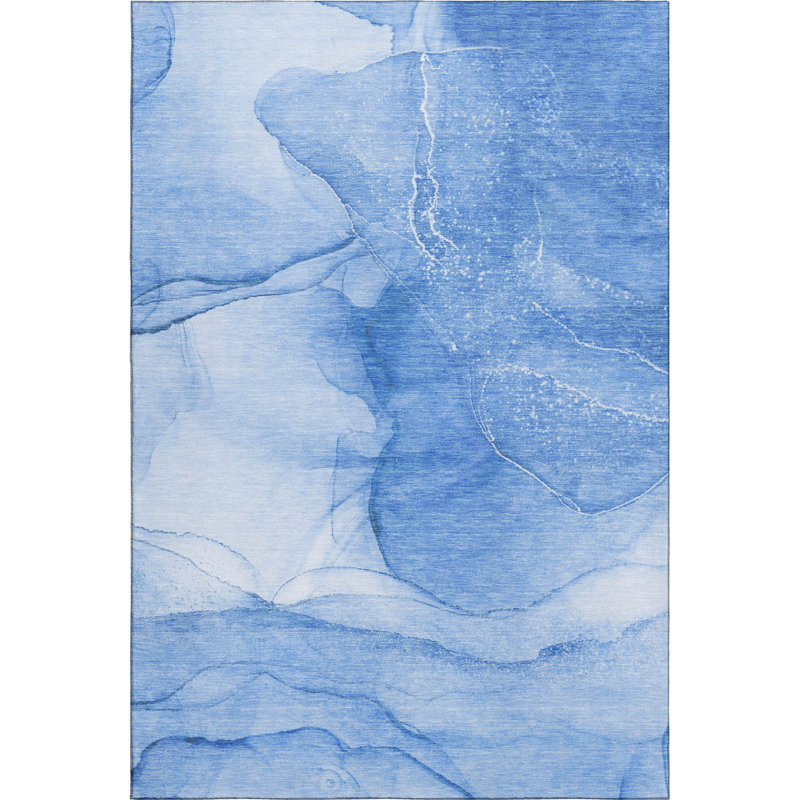 Premium Machine Washable Cerrito AMF507 Blue Rug, Rectangle 10' x 14'