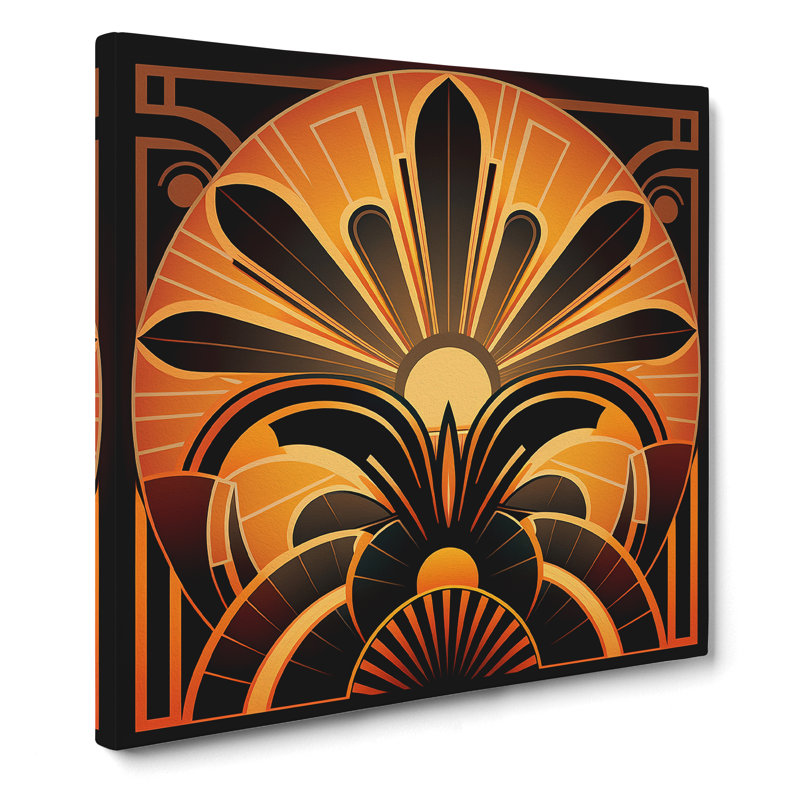 Art Deco Sunset Ornamental No.2 - No Frame Print, 50cm H x 50cm W x 3cm D