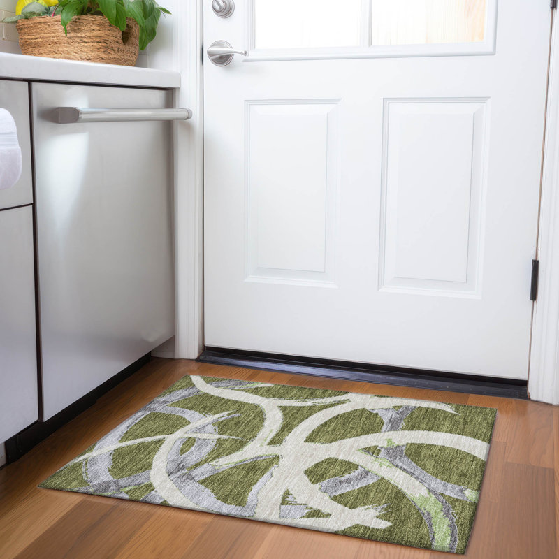 Premium Machine Washable Mayfield AMF1022 Circles Rug, Rectangle 1'8" x 2'6"