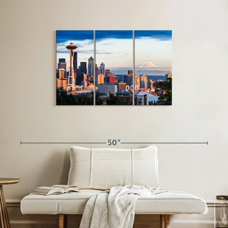 Skyline de Sirci Seattle et Mont Rainier, H 24 po x l 38 po