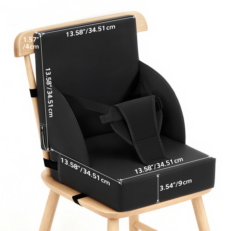 Toddler Booster Seat For Dining Table, Waterproof Kids Booster Seat For Kitchen Chair With Adjustable Straps And Non-Slip Bottom, Portable Increasing Cushion
