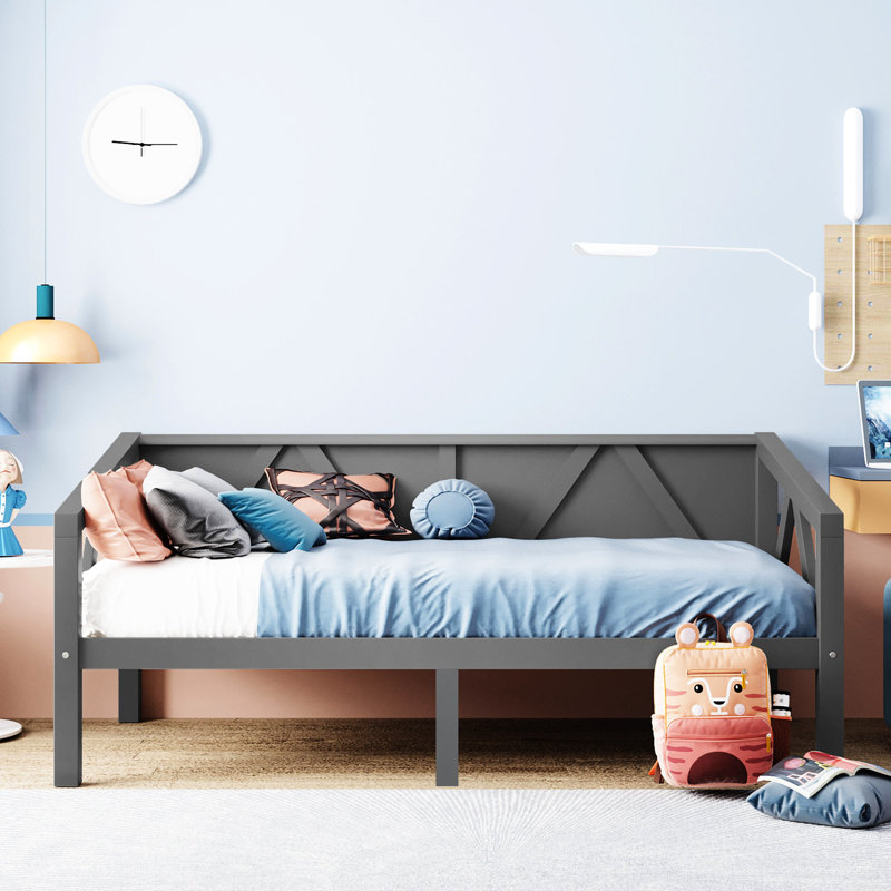 Twin Size Gray Daybed With Modern And Timeless Elegant Style, Dual - Use As Or Bed, Solid Pine Legs, Storage Beneath. 79.5" X 42.3" 34.7", Slat Kit Included An Look, Multi Function, Convenient Under