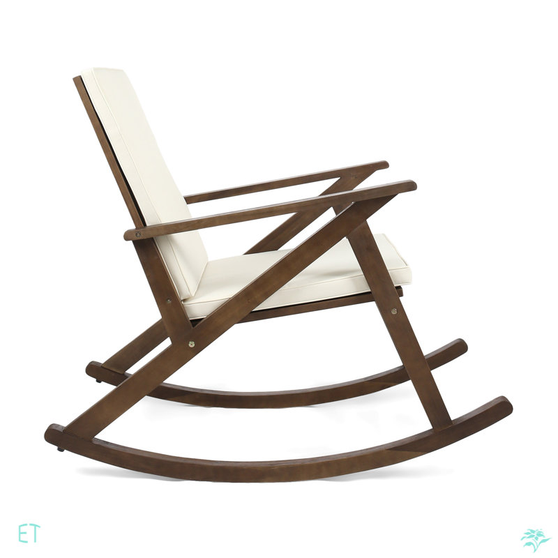 Chaise berçante moderne et confortable, chaise berçante en bois, Beige