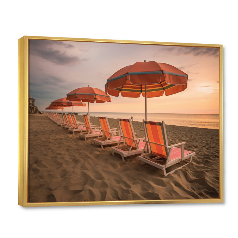 " Seashore Seating ", 16" H x 32" W x 1" D, Gold Floater Framed